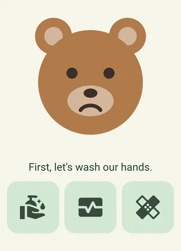Playing doctor game: first, let's wash our hands