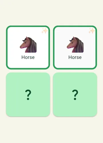 Match the animals game: two dog cards matched