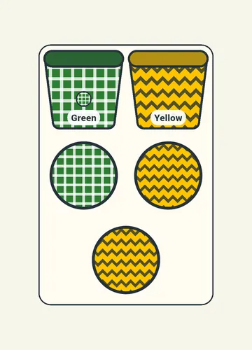 Sort the colors game: green and yellow baskets